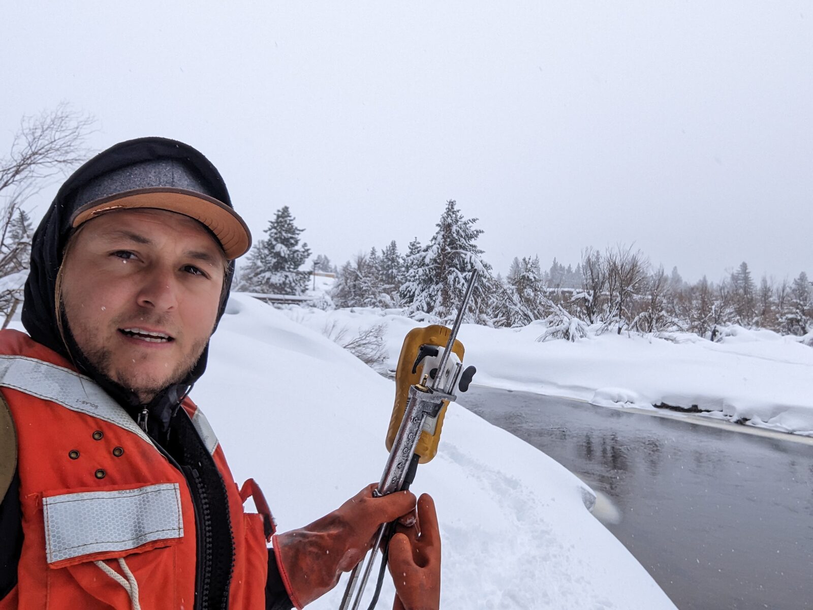 Measuring streamflow on a Nevada stream during winter high water